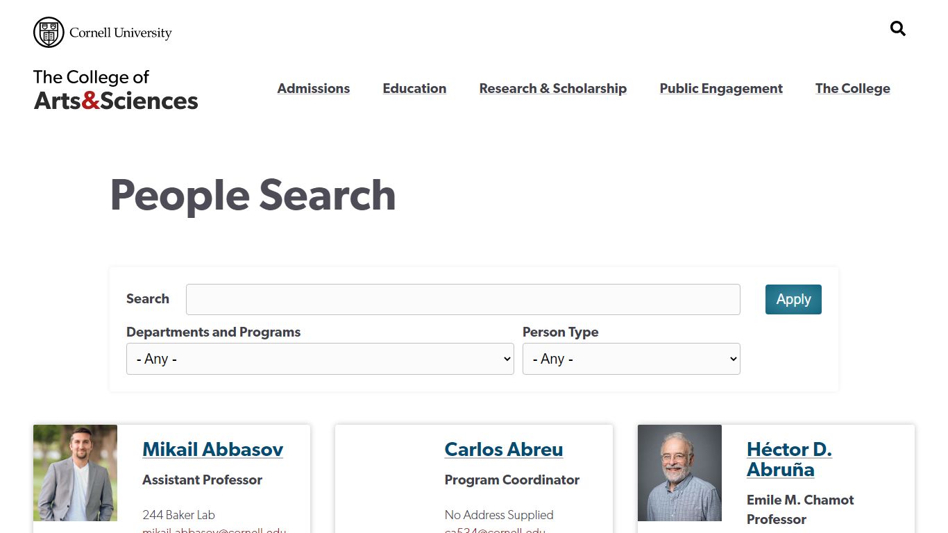 People Search | The College of Arts & Sciences