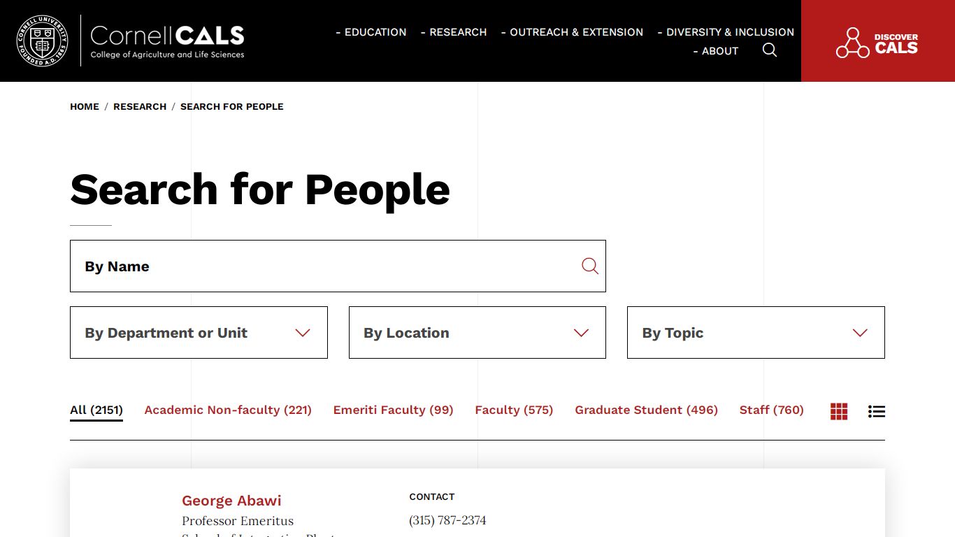 Search for People - Cornell CALS